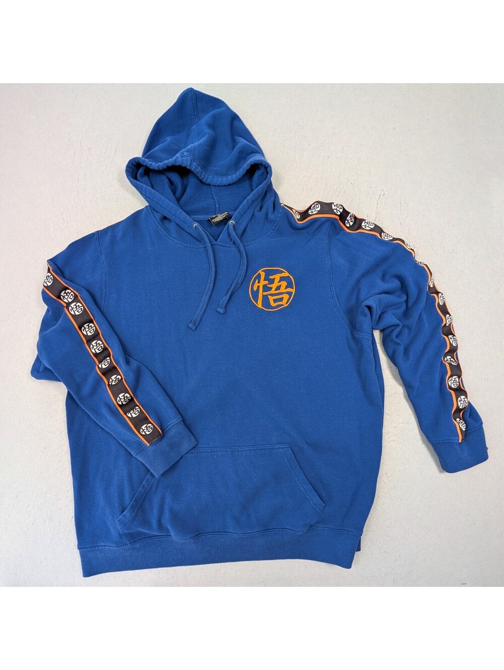Dragon Ball Z Goku Hoodie Mens 2XL Blue Embroidered Kanji Anime Pullover
